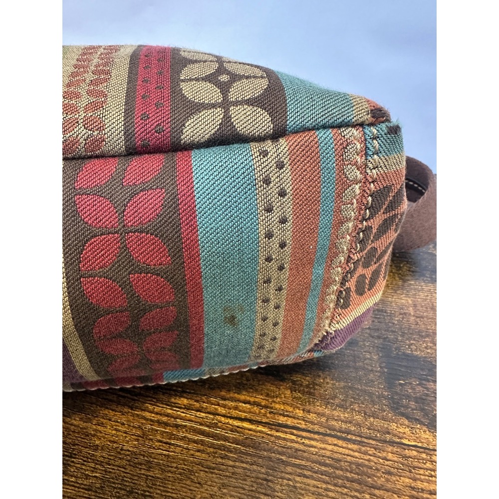 Fossil Patchwork Crossbody Shoulder Bag Canvas Leather Trim Purse Boho Y2K Style - Picture 10 of 16